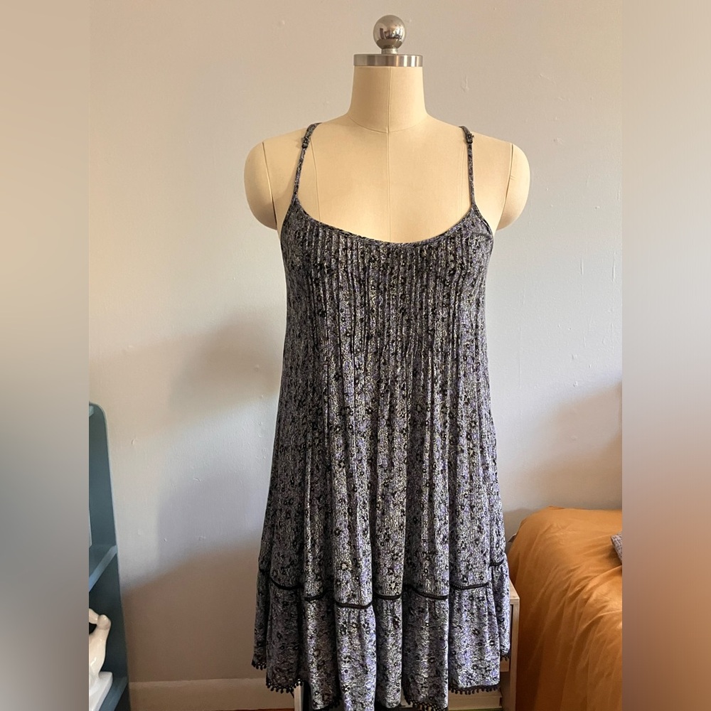Floral Black and Purple American Eagle Spaghetti Strap Sundress